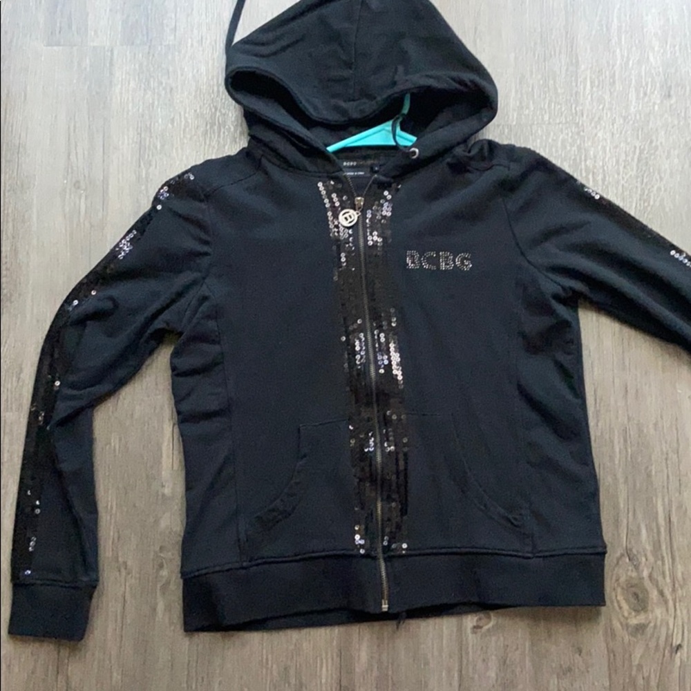 BCBG black casual jacket with decorative sequins